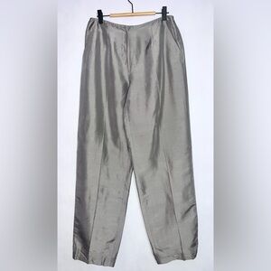 Via Seta 100% silk Grey Pants Trousers with Pockets High Waist Sz 6